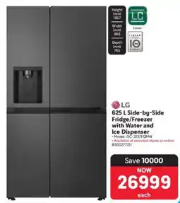Makro LG Side-by-Side Fridge/ Freezer with Water and Ice Dispenser offer