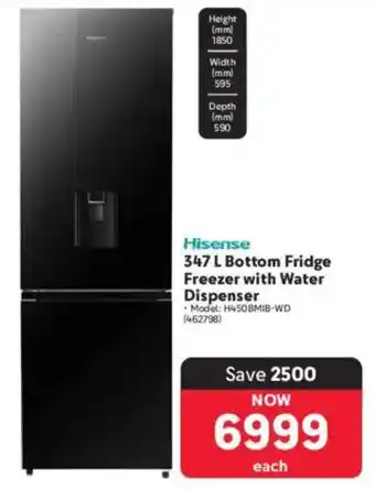 Makro Hisense Bottom Fridge Freezer with Water Dispenser offer