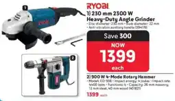 Makro Ryobi 2300w Heavy-Duty Angle Grinder or 900W 4-Mode Rotary Hammer offer