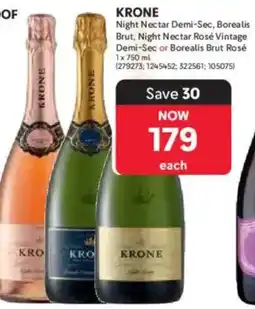 Makro Krone Night Nectar Demi-Sec, Borealis Brut, Night Nectar Rosé Vintage Demi-Sec or Borealis Brut Rosé offer