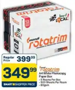 Pick n Pay Hypermarket Mondi Rotatrim A4 White Photocopy Paper Box offer