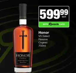 Spar Tops Honor VS Select Reserve Cognac 750ml offer