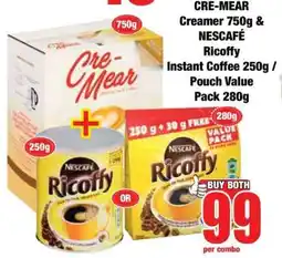Boxer CRE-MEAR Creamer 750g & NESCAFÉ Ricoffy Instant Coffee 250g / Pouch Value Pack 280g offer