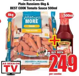 Boxer TASTE & MORE Plain Russians 6kg & BEST COOK Tomato Sauce 500ml offer
