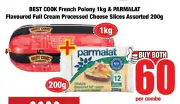 Boxer BEST COOK French Polony 1kg & PARMALAT Flavoured Full Cream Processed Cheese Slices Assorted 200g offer