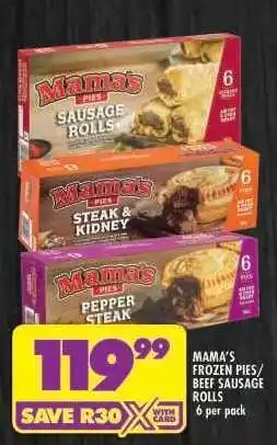 Shoprite MAMA'S FROZEN PIES/BEEF SAUSAGE ROLLS offer