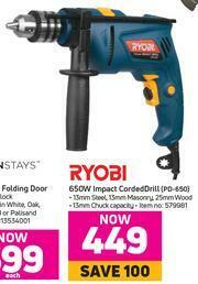 Game Ryobi 650W Impact Corded Drill PD-650 offer