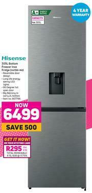 Game Hisense 305L Bottom Freezer Inox Fridge H415BI-WD offer