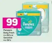 Game Pampers Baby Fresh 4 x 64's Or Sensitive 4 x 56's Pack-Each offer