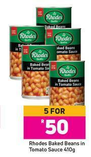 Game Rhodes Baked Beans In Tomato Sauce-For 5 x 410g offer