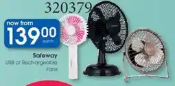 Clicks Safeway USB or Rechargeable Fans offer
