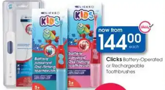 Clicks Clicks Battery-Operated or Rechargeable Toothbrushes offer