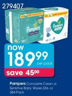 Clicks Pampers Complete Clean or Sensitive Baby Wipes offer