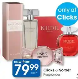 Clicks Clicks or Sorbet Fragrances offer