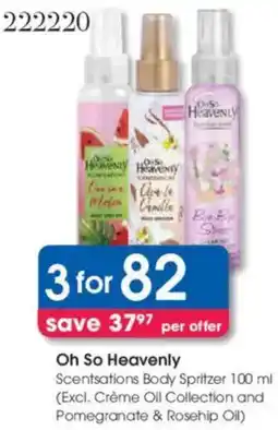 Clicks Oh So Heavenly Scentsations Body Spritzer offer