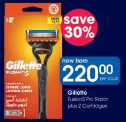 Clicks Gillette Fusion5 Pro Razor plus 2 Cartridges offer