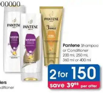 Clicks Pantene Shampoo or Conditioner offer