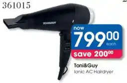 Clicks Toni&Guy Ionic AC Hairdryer offer