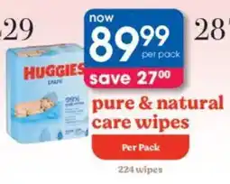 Clicks Huggies pure & natural care wipes offer