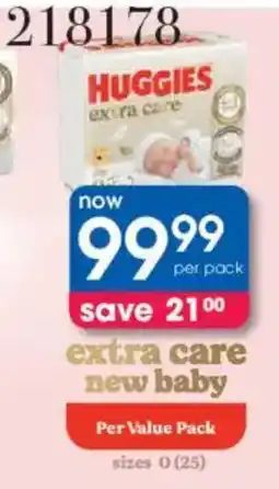 Clicks Huggies extra care new baby value pack offer