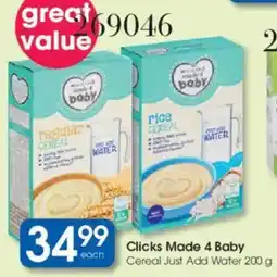 Clicks Clicks Made 4 Baby Cereal Just Add Water offer