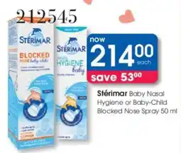 Clicks Stérimar Baby Nasal Hygiene or Baby-Child Blocked Nose Spray offer