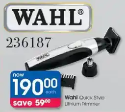 Clicks Wahl Quick Style Lithium Trimmer offer