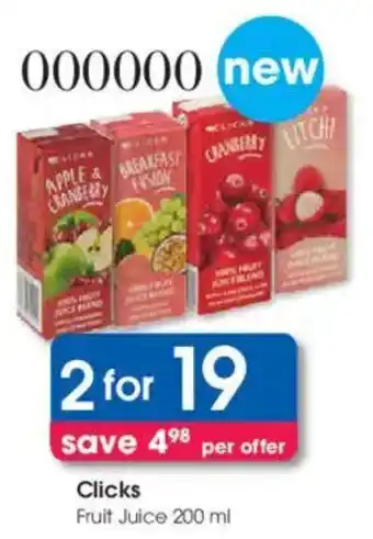 Clicks Clicks Fruit Juice offer