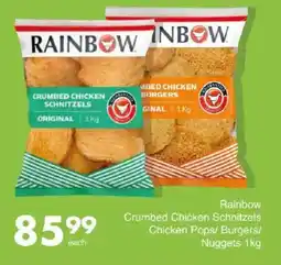 Save Rainbow Crumbed Chicken Schnitzels Chicken Pops/ Burgers/ Nuggets offer