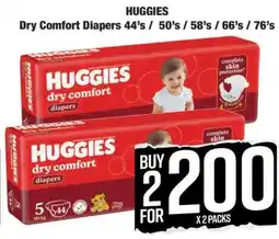 Boxer HUGGIES Dry Comfort Diapers 44's / 50's / 58's / 66's / 76's offer