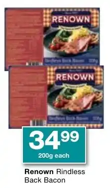 Checkers Renown Rindless Back Bacon offer