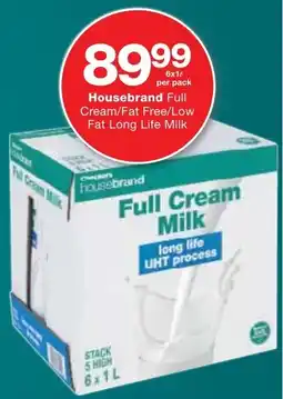Checkers Housebrand Full Cream/ Fat Free/ Low Fat Long Life Milk offer