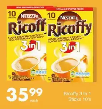 Save Nescafe Ricoffy 3 In 1 Sticks offer