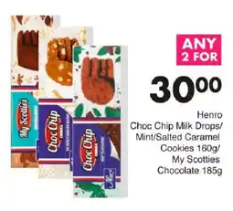 Save Henro Choc Chip Milk Drops/ Mint/ Salted Caramel Cookies/ My Scotties Chocolate offer