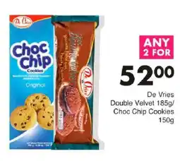 Save De Vries Double Velvet/ Choc Chip Cookies offer