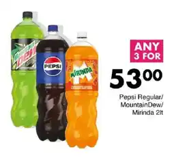 Save Pepsi Regular/ Mountain Dew/ Mirinda offer