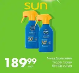 Save Nivea Sunscreen Trigger Spray SPF50 offer