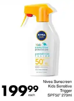 Save Nivea Sunscreen Kids Sensitive Trigger SPF50 offer
