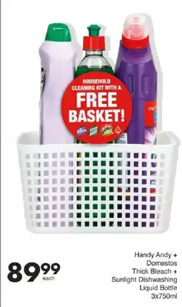 Save Handy Andy + Domestos Thick Bleach + Sunlight Dishwashing Liquid Bottle offer