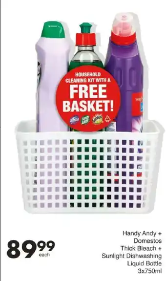 Save Handy Andy + Domestos Thick Bleach + Sunlight Dishwashing Liquid Bottle offer