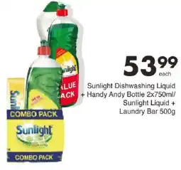 Save Sunlight Dishwashing Liquid ACK + Handy Andy Bottle Sunlight Liquid + Laundry Bar offer