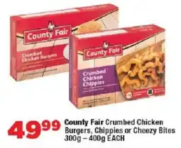 OK Foods County Fair Crumbed Chicken Burgers, Chippies or Cheezy Bites offer