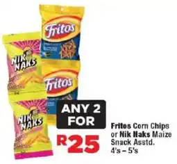 OK Foods Fritos Corn Chips or Nik Naks Maize Snack offer