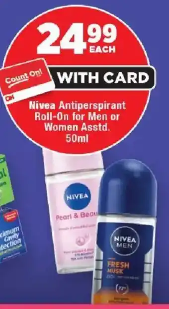 OK Foods Nivea Antiperspirant Roll-On for Men or Women offer