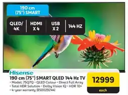 Makro Hisense 190 cm 75" Smart QLED 144 Hz TV offer