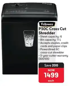 Makro Fellowes P30C Cross Cut Shredder offer
