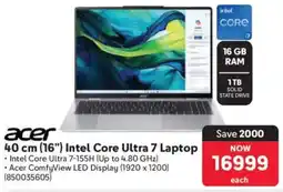 Makro Acer 40 cm 16" Intel Core Ultra 7 Laptop offer