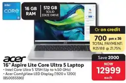 Makro Acer 16" Aspire Lite Core Ultra 5 Laptop offer