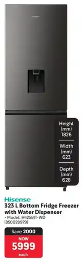 Makro Hisense Bottom Fridge Freezer with Water Dispenser offer