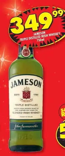 Shoprite Jameson Triple Distilled Irish Whiskey 750ml offer